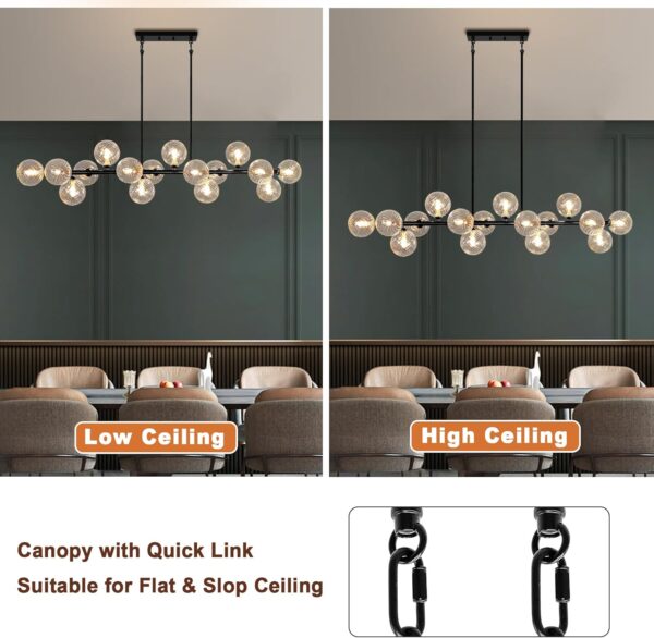 Modern Chandeliers for Dining Room Large Pendant Lights Kitchen Island 16-Light Farmhouse Dining Room Light Fixture Clear Glass Dining Room Chandelier Linear Farmhouse Chandelier Sputnik Chandelier - Image 8