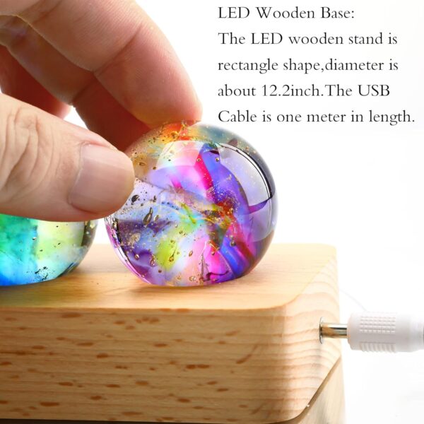 7 Chakra Natural Healing Spheres with LED Wooden Stand 40mm Crystal Quartz Stones for Meditation Positive Energy Night Light Decoration Balls Set for Home - Image 6