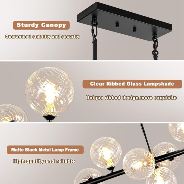 Modern Chandeliers for Dining Room Large Pendant Lights Kitchen Island 16-Light Farmhouse Dining Room Light Fixture Clear Glass Dining Room Chandelier Linear Farmhouse Chandelier Sputnik Chandelier - Image 6