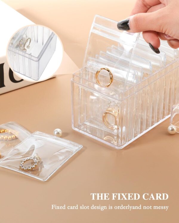 Acrylic Jewelry Box Organizer, Clear Jewelry Organizer and Storage with 20 Portable Anti Tarnish Jewelry bags, Travel Jewelry Case for Earrings/Rings/Necklaces Gifts for Women Girls, Clear - Image 3