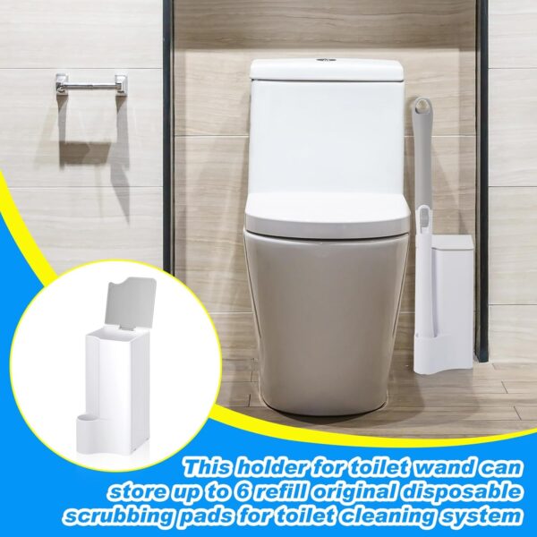 Weysat 4 Pack Toilet Wand Holder 2 in 1 Toilet Cleaning Brush & Refills Disposable Scrubbing Pads Holder for Toilet Cleaning Supplies Bathroom Maintenance - Image 6