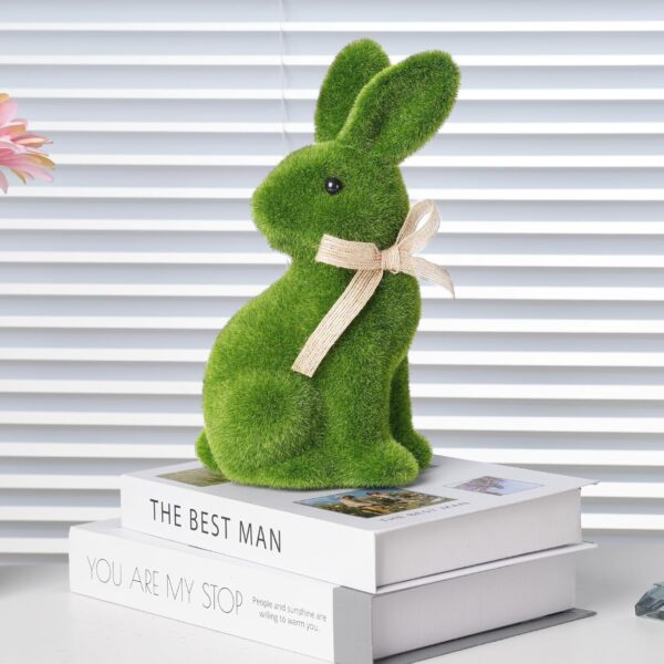 Moss Easter Bunny Home Decor, Artificial Moss Rabbit for Easter Decorations,Cute Bunny Figurines as Spring Decor - Image 7