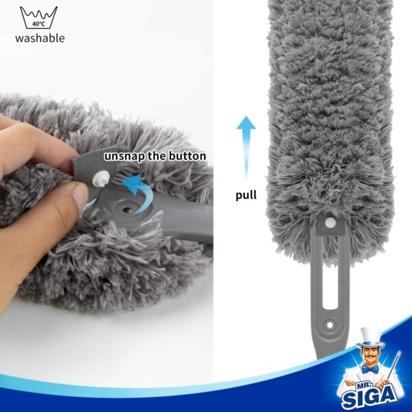 MR.SIGA Lint Free Microfiber Duster, Washable Duster for Household Cleaning Gray - Image 6