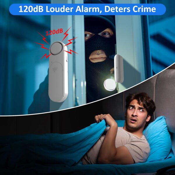Window and Door Alarm When Opened (5 Pack) for Kids Safety/Home Security, Wireless Sliding Door Opening Sensor Alarms for Dementia, 120dB Burglar Alert, Ideal for Business, Garage, Apartment, White - Image 6