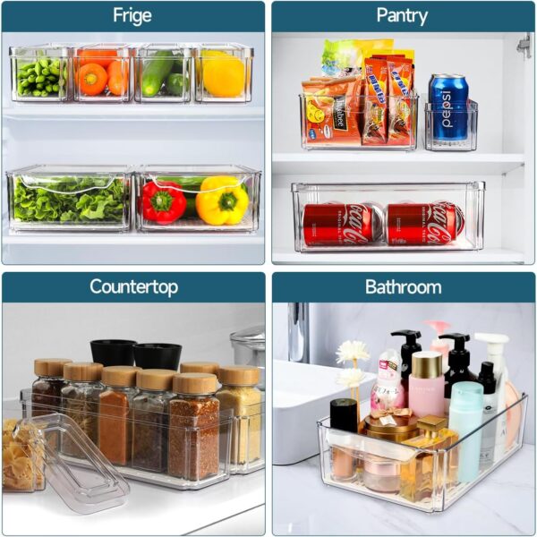 14 Pack Fridge Organizers and Storage - Refrigerator Organizer Bins with Lids, BPA-Free Fridge Organization, Fruit Storage Containers for Fridge, Vegetable, Food, Drinks, Cereals, Clear - Image 7