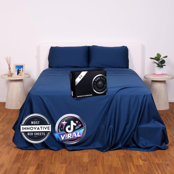 THE LAD COLLECTIVE 3.0-4-Piece Bedding Set with Fitted Sheet, Top Sheet & 2 Pillowcases - Luxury Bed Sheets for Full Size Beds - Premium Bedroom Essentials - Atlantic/California King