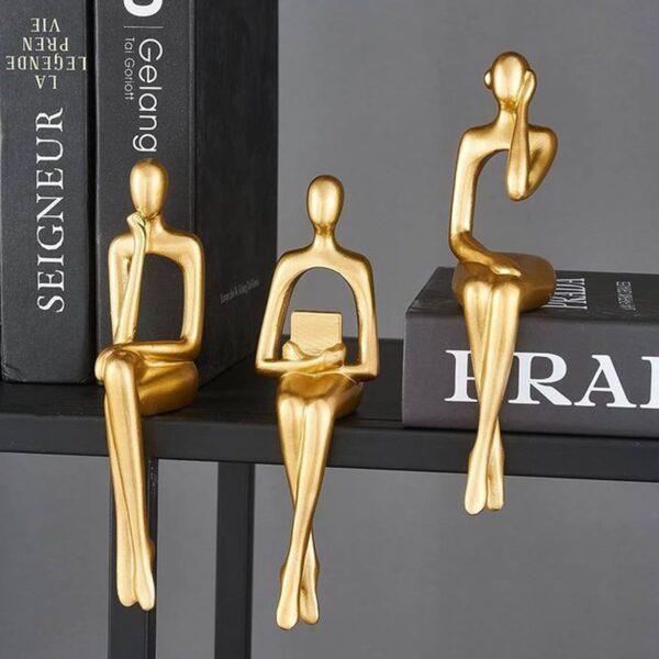 XINXUAN Gold Statue Home Decor - Modern Bookshelf & Desk Decor - 3 Piece Set - Image 6