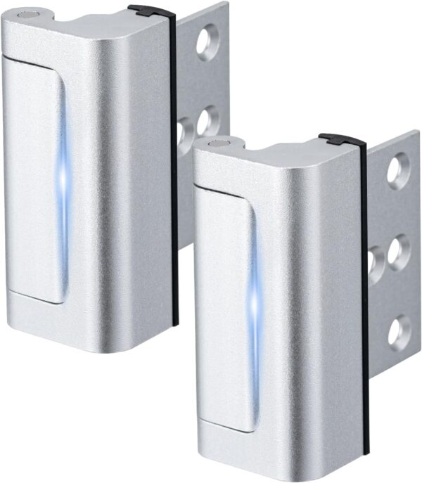 2 Pack Home Security Door Lock,Childproof Door Reinforcement Lock,with 3" Stop Withstand 800 lbs,for Inward Swing Doors,Night Kids Safety Metal Flip Lock Deadbolt Latch (Silver)