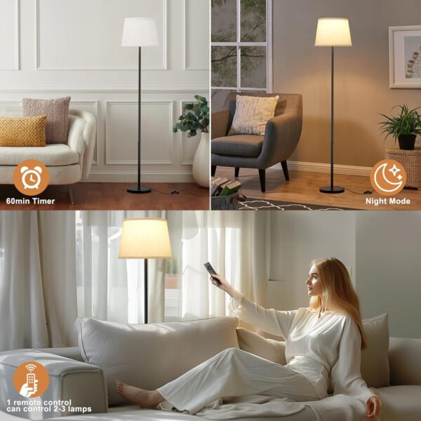 【Upgraded Floor Lamps for Living Room, Modern Floor Lamp with Remote Control, Dimmable Colors Temperature Standing Lamp Foot Switch, 9W LED Bulb Tall Lamps for Bedroom Office Kid Room - Image 4