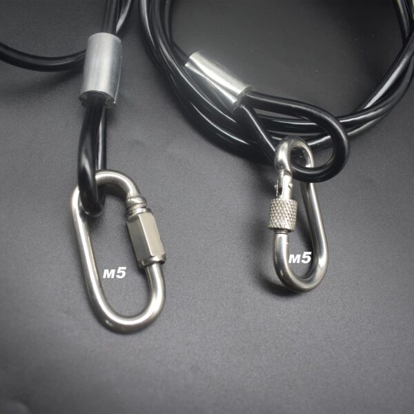 8FT 6mm Stainless Steel Security Cable Lock,Braided Steel Vinyl Coated Safety Cable Luggage Lock,Flexible Steel Cable Security Wire Rope Double Loop - Image 2