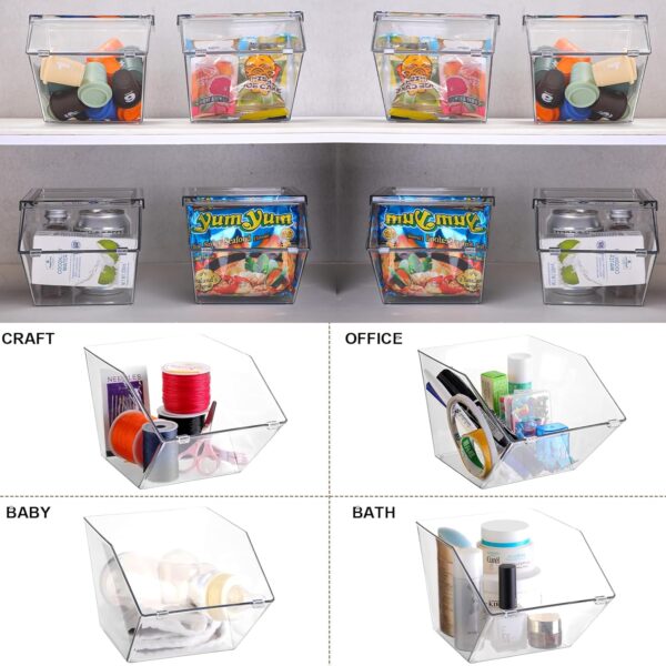 Yerliker Clear Plastic Storage Bins with Lids Large Stackable Pantry Storage Organizer Bins Kitchen Organization Cabinet Organizers Ideal Containers for Fridge, Kitchen, Cabinets, Bathroom (6 Pcs) - Image 6