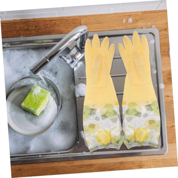 1 Pair Reusable Heavy Duty Waterproof Kitchen Cleaning Gloves Long Sleeve Dishwashing Gloves for Household Use Multipurpose Pet Care and Gardening Gloves - Image 5