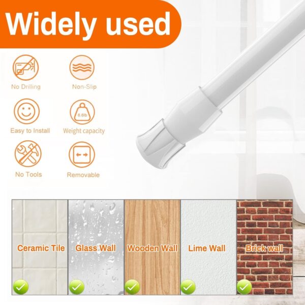 Tension Rods Room Divider, Premium Adjustable Curtain Tension Rods, 34-62 Inch Large Curtain Rod, No Drilling Tension Pole for Kitchen, Bathroom, Cupboard, Wardrobe, Window, Bookshelf DIY Project 1PCS - Image 4