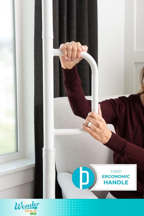Stander Wonder Pole Lite, Adjustable Floor to Ceiling Safety Grab Bar with Security Support Handle for Fall Prevention, Tension Mounted Transfer-Pole for Adults, Seniors, and Elderly, White - Image 5