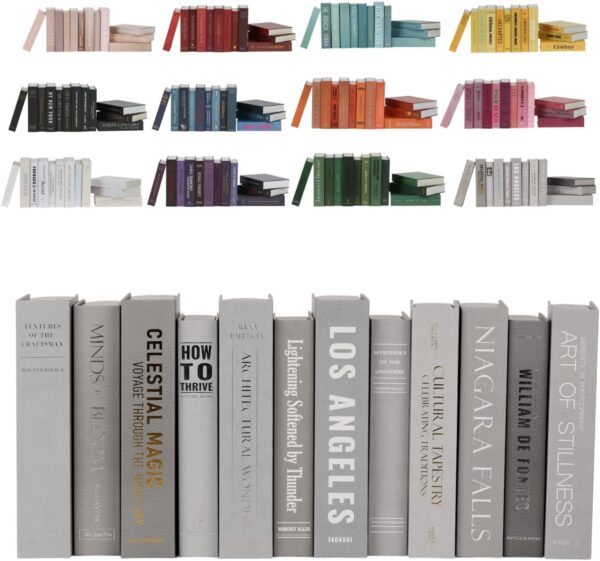 12 Decorative Faux Books, Grey Coffee Table Books, Modern Home Decor Accents