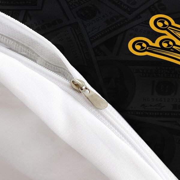 AILONEN Black and Gold King Crown Couple King Duvet Cover Set,3-Piece King and Queen Money Dollar Romantic Bedding Set for Adults Men Women,Bedroom Decor Soft Comforter Cover with 2 Pillowcases - Image 4