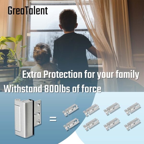2PACK Home Security Door Reinforcement Lock Childproof, Add High Security to Home Prevent Unauthorized Entry, Aluminum Construction Finish, Frame Lock, Silver - Image 2