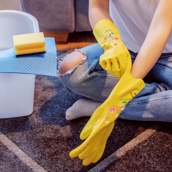 4 Pairs Kitchen Rubber Cleaning Supplies Cute Patterns Gloves Household Cleaning Gloves For Dishwashing - Image 7