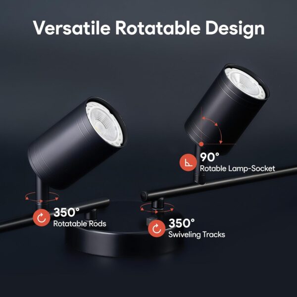 VONLUCE 4 Light Track Light Fixture, LED Track Lighting Kit with Rotatable Track Heads, 3-Color GU10 Bulbs Included, Modern Ceiling Spotlight for Kitchen Office Closet Studio Bedroom, Black - Image 3