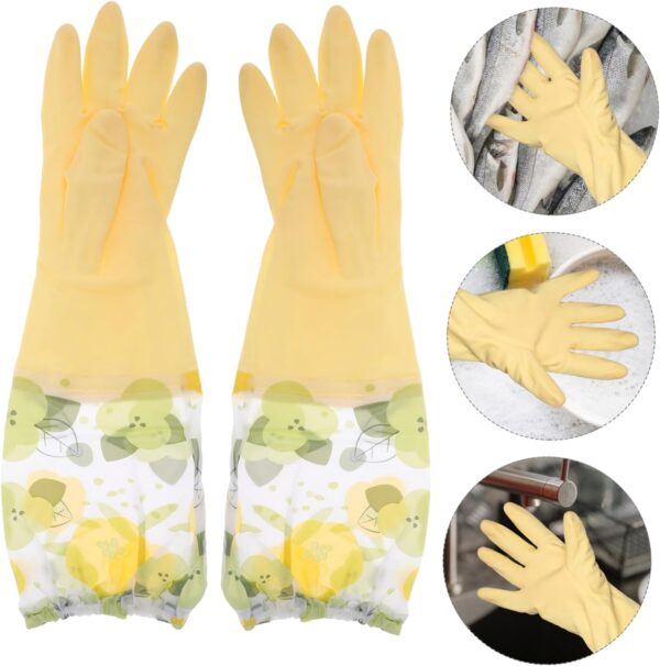 1 Pair Reusable Heavy Duty Waterproof Kitchen Cleaning Gloves Long Sleeve Dishwashing Gloves for Household Use Multipurpose Pet Care and Gardening Gloves - Image 7