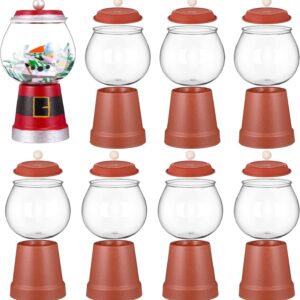 Sawysine 8 Set Winter Candy Jar Set, Gumball Machine, Valentine's Day Fishbowl Snowman, Terra Cotta Snowman Family, Plastic Pots Winter Crafts for Home DIY Gifts Carnival Game Accessory