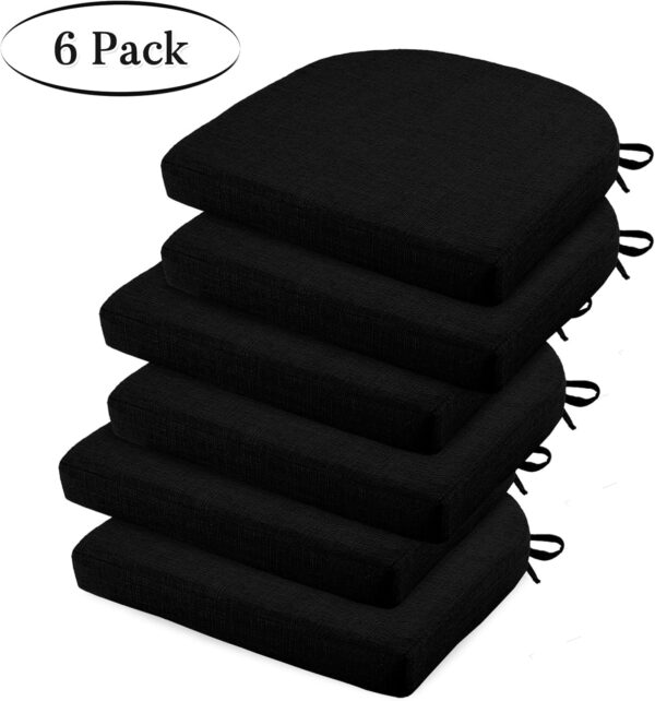 Basic Beyond Chair Cushions for Dining Chairs 6 Pack, Memory Foam Chair Cushion with Ties and Non Slip Backing, 16 x 16 inches Chair Pads for Dining Chairs(Black) - Image 7