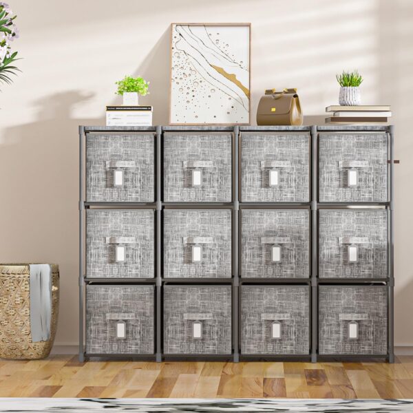 Cube Storage Organizer Shelf with 6 Printed Bins + Labels, Cubby Storage Organizer with Bins, Large Capacity Shelves for Storage,Closet, Living Room, Dorm, Yarn - Image 2