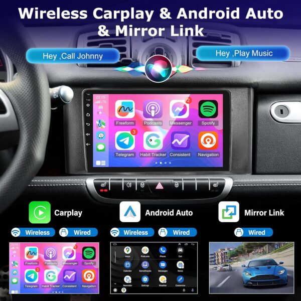 [4+64G] Car Radio for Mercedes Benz Smart Fortwo 2011-2015 - 9 inch IPS 1280 * 720P Touchscreen EQ Audio - Wireless Carplay and Android Auto, AI DSP, Customize Homepage,SWC + AHD Backup Camera - Image 4