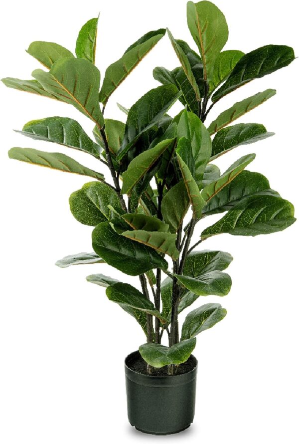 Naturae Decor Fiddle Leaf Tree - Lifelike Artificial Indoor and Outdoor House Plant - UV Resistant - 35 in High
