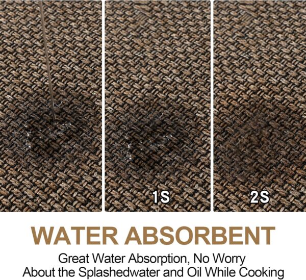 Kitchen Mat Set of 2 PCS, Cushioned Non Slip Rugs for Kitchen Floor, Absorbent Runner Comfort Standing Mats Washable for Kitchen, Office, Home (Brown, 17.3"x47"+17.3"x30") - Image 7