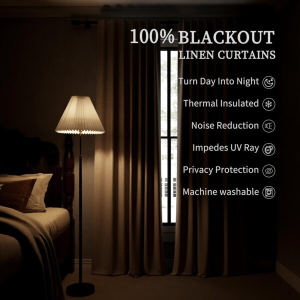 White Blackout Curtains 84 Inch Length 2 Panels Set Linen Textured Thermal Insulated Room Darkening Curtains for Bedroom Living Dining Room Back Tab Rod Pocket Modern Farmhouse Home Window Decor - Image 4