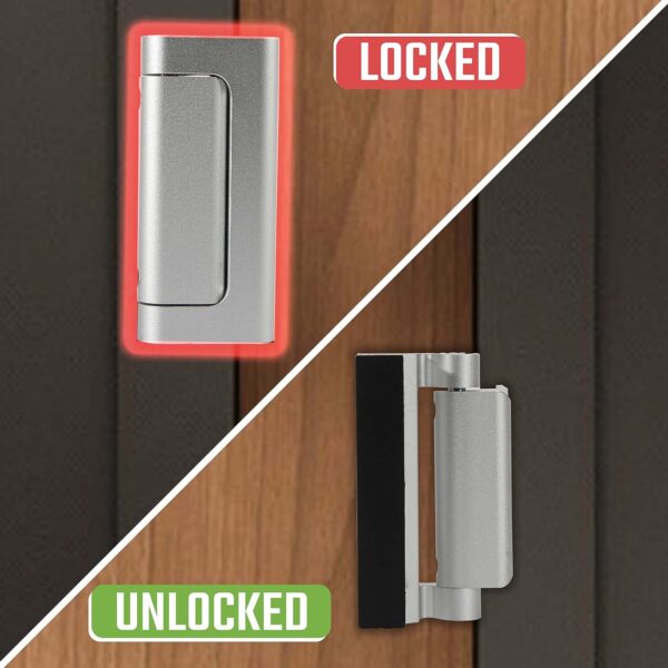 2PACK Home Security Door Reinforcement Lock Childproof, Add High Security to Home Prevent Unauthorized Entry, Aluminum Construction Finish, Frame Lock, Silver - Image 9