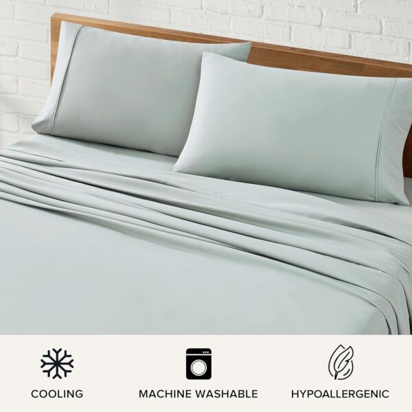 UGG Hedi Full Sheet Set 4-Piece Luxury Cooling Sheets Deep Pockets Premium Bedding with 2 Pillow Shams Hypoallergenic Machine Washable Soft Lightweight Bed Set for Bedroom, Full, Mineral Green - Image 6