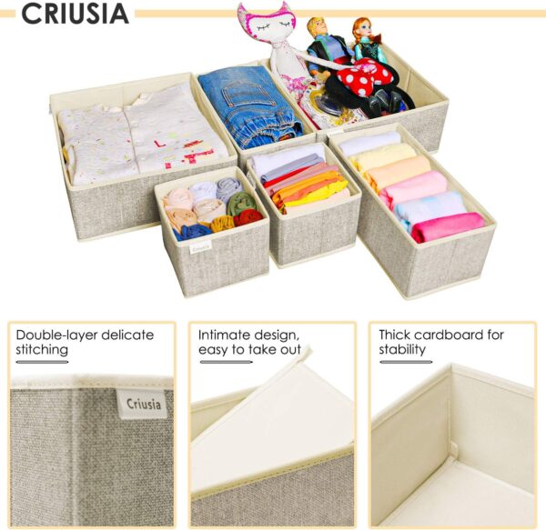 12 Pack Drawer Organizers for Clothing, Foldable Clothes Storage Box Closet Dresser Drawer Organizers Dividers, Bedroom Organization Fabric Bins for Baby Clothes Underwear Sock Bra Ties (Beige) - Image 4