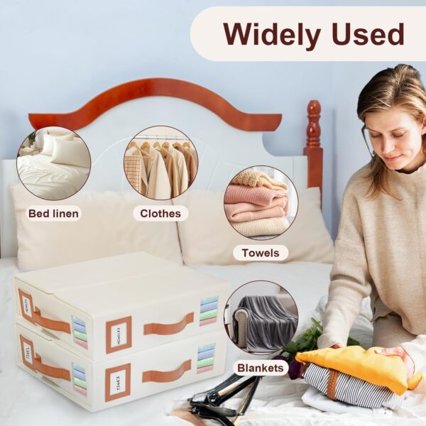 Foldable Bed Sheet Organizer for Easy Storage and Organization, 4-Pack Sheet Organizers and Storage Box for Bedsheets, Towels, Pillows, Blankets, Duvets (Beige) - Image 4