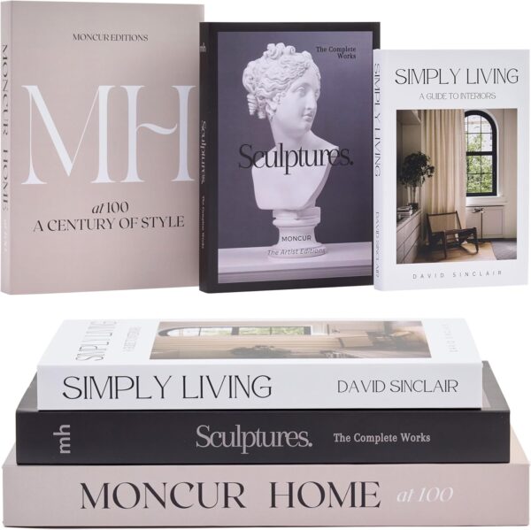 Moncur Home Decorative Coffee Table Books for Home Décor Accents Bookshelf Decor Mid Century Modern Fake Books For Decoration With Real Blank Pages Shelf Decor Aesthetic Removable Covers Set of 3
