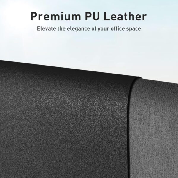 Aothia Leather Desk Pad Protector, Mouse Pad, Office Desk Mat, Non-Slip PU Leather Desk Blotter, Laptop Desk Pad, Waterproof Desk Writing Pad for Office and Home (Black,23.6" x 13.7") - Image 2