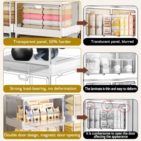 Clear Storage Bin with Lid 3 Pack 【Stackable & Sturdy】Plastic Multifunctional Folding Storage Bins for Bedroom, Living Room, Study, Toy Room, 23 QT Folding Box with Magnetic door - Image 7