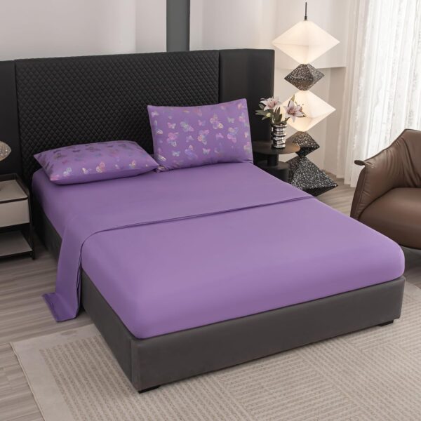 5-Piece Butterfly Comforter Set - Queen Size, Purple, Girls' Bedroom Comforter Set - Image 6