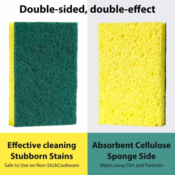 24 Pack Multi-Purpose Sponge Pads,Heavy Duty Scrub Sponges Effective Clean The Surface Stains,Can Be Used to Clean Kitchen,Pots,Bowls,Bathrooms,Tiles,Bathtubs,Walls a Good Helper for Home Cleaning - Image 6