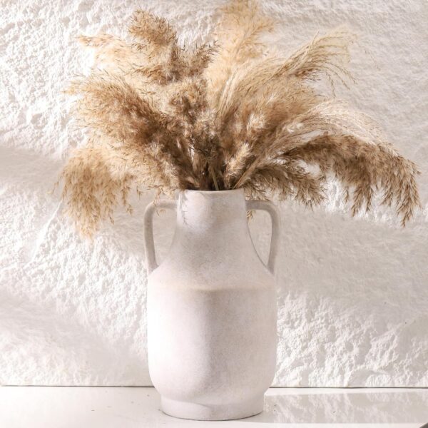 Mitt&Ditt Ceramic Flower Vase with Handles, 11 inch Tall White Vase, Large Decorative Terracotta Vases, Farmhouse Rustic Pottery Vases for Home Decor, Living Room, Table - Image 4