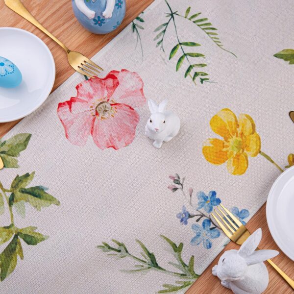 MAIBAOTA Spring Table Runner Spring Decoration for Home Kitchen Dining Table Decoration Watercolor Flowers - Image 3