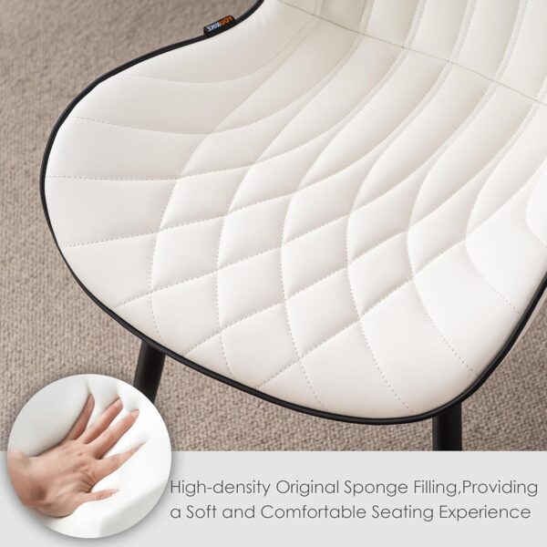 Kidol & Shellder White Dining Chairs Set of 2 Modern Kitchen Chairs with Back Armless Accent Chairs for Living Room Upholstered Faux Leather Chair Mid Century Comfy Side Chair with Metal Legs - Image 7