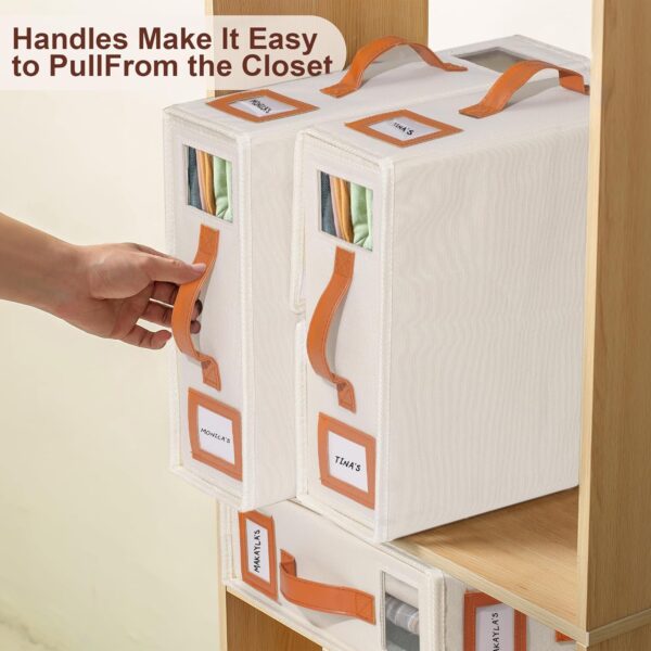 Foldable Bed Sheet Organizer for Easy Storage and Organization, 4-Pack Sheet Organizers and Storage Box for Bedsheets, Towels, Pillows, Blankets, Duvets (Beige) - Image 8
