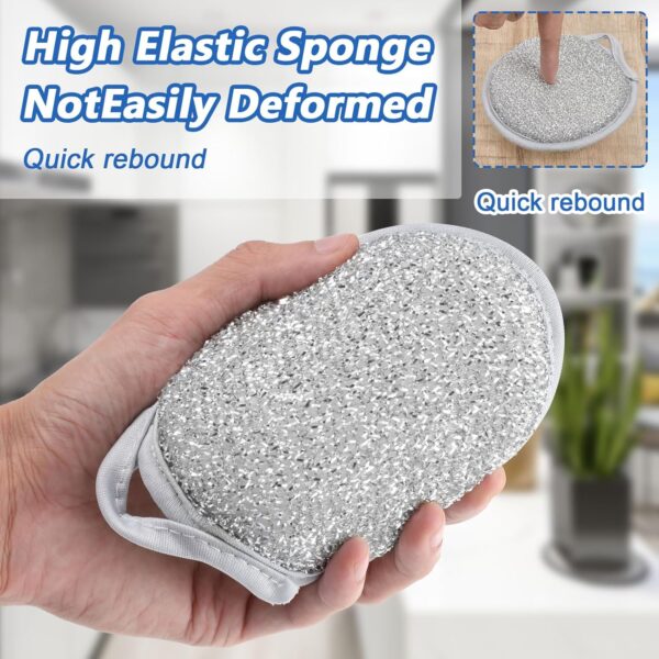 20 Pack Multifunctional Wire Dishwashing Rags for Wet and Dry, Round Multipurpose Double Layer Non Scratch Wire Dishcloth Cleaning Washing Cloth for Kitchen Sinks Household Supplies - Image 7
