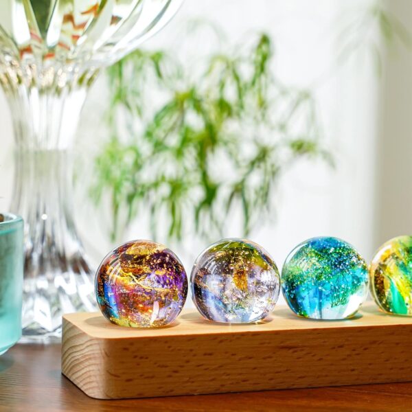 7 Chakra Natural Healing Spheres with LED Wooden Stand 40mm Crystal Quartz Stones for Meditation Positive Energy Night Light Decoration Balls Set for Home - Image 7
