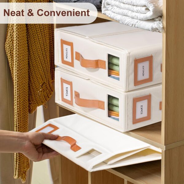 Foldable Bed Sheet Organizer for Easy Storage and Organization, 4-Pack Sheet Organizers and Storage Box for Bedsheets, Towels, Pillows, Blankets, Duvets (Beige) - Image 3
