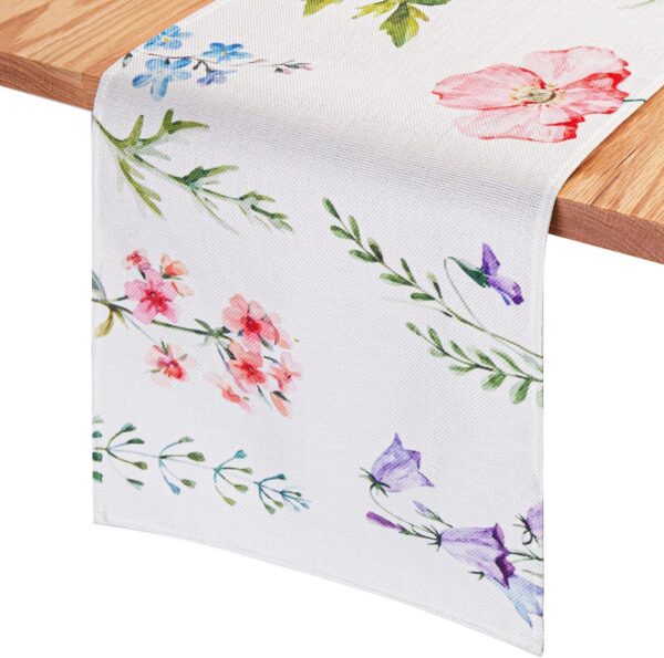 MAIBAOTA Spring Table Runner Spring Decoration for Home Kitchen Dining Table Decoration Watercolor Flowers
