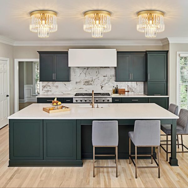 12.6" Gold Crystal Ceiling Light 4-Light Modern Crystal Ceiling Light Fixture 2-Tier Luxury K9 Crystal Ceiling Light,for Dining Room Kitchen Island Living Room Bedroom - Image 4