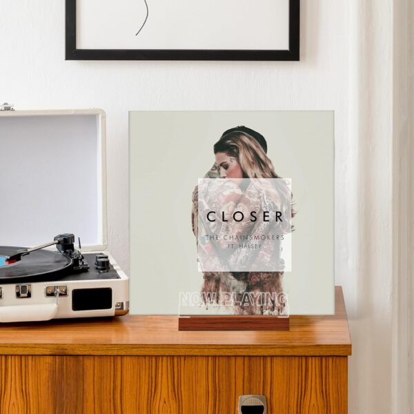 Now Playing Vinyl Record Stand, Light up Record Holder, Wooden Acrylic Display with Warm White Lights for Albums, Room Decor, for Vinyl Lovers - Image 3